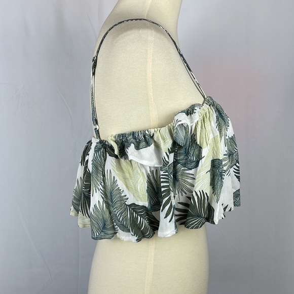 Nectar Clothing Tropical Off Shoulder Ruffle Crop Top - Size Small - Picture 8 of 11